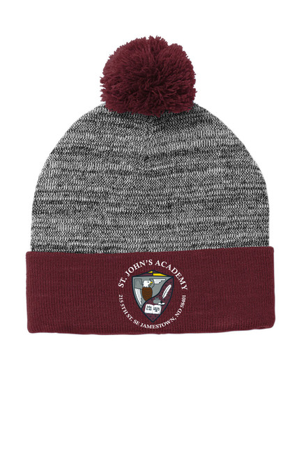 SJA STC41 Heahter Pom Pom Beanie Maroon-Grey Heather SJA STC41 Heahter Pom Pom Beanie Maroon-Grey Heather