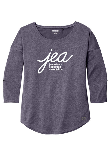 JEA LOG141 Ladies Gravitate Scoop Three Quarter Sleeve (Navy Heather) JEA LOG141 Ladies Gravitate Scoop Three Quarter Sleeve (Navy Heather)
