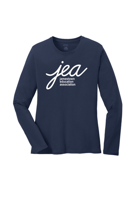 JEA LPC54LS Ladies Port and Company Long Sleeve Core Cotton Tee (Navy)
