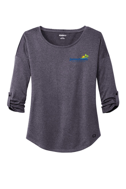 Park and Rec LOG141 OGIO Ladies Gravitate Scoop Three Quarter Sleeve (Navy Heather)