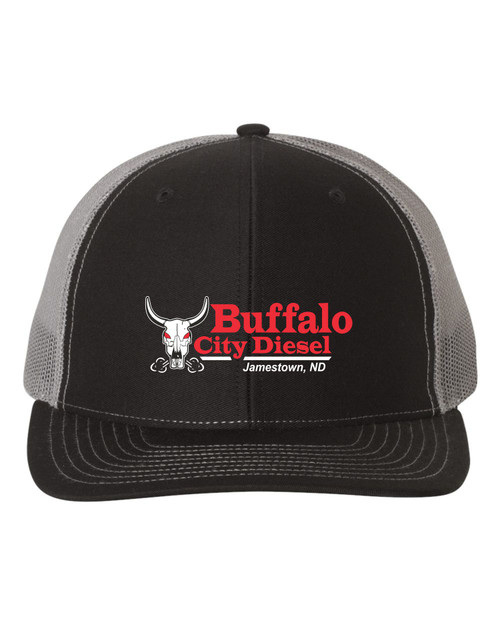 Buffalo City Diesel 112 Richardson Adjustable Snapback Trucker Cap (Black-Charcoal)