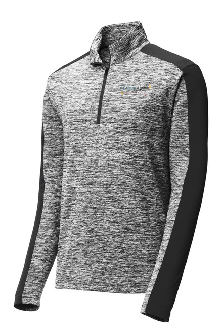 DRMC ST397 Sport-Tek Unisex PosiCharge Electric Heather Colorblock Quarter Zip Pullover (Black Electric)