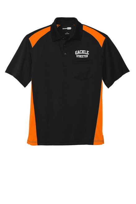 Gackle Streeter CS416 CornerStone Unisex Select Snag-Proof Two Way Colorblock Pocket Polo (Black-Orange) Gackle Streeter CS416 CornerStone Unisex Select Snag-Proof Two Way Colorblock Pocket Polo (Black-Orange)