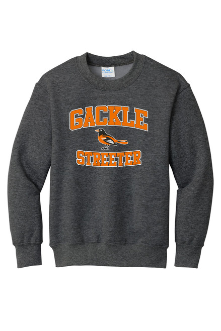 Gackle Streeter PC90Y Port and Company Youth Core Fleece Crewneck Sweatshirt (Dark Heather Grey) Gackle Streeter PC90Y Port and Company Youth Core Fleece Crewneck Sweatshirt (Dark Heather Grey)