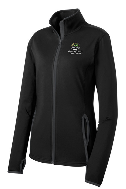 GCCC LST853 Sport-Tek Ladies Sport-Wick Stretch Contrast Full-Zip Jacket (Black-Charcoal Grey)
