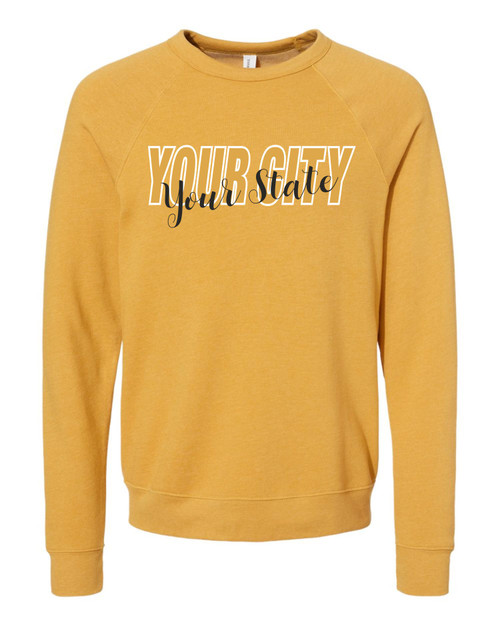 ND Apparel 3901 Bella Canvas Unisex Sponge Fleece Raglan Crewneck Sweatshirt (City-State)