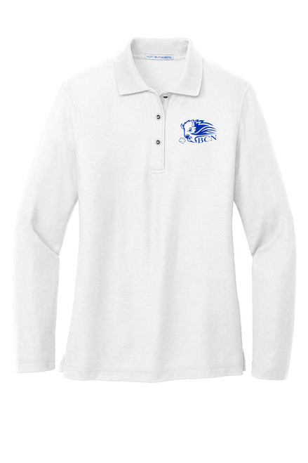 BCN Apparel L500LS Port Authority Ladies Silk Touch Long Sleeve Polo (White)