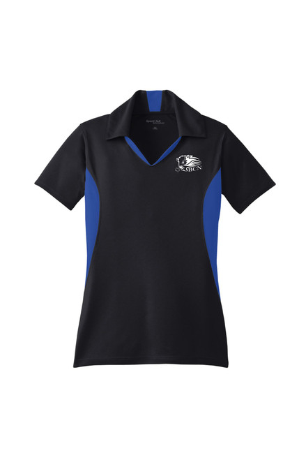 BCN Apparel LST655 Sport-Tek Ladies Side Blocked Micropique Sport Wick Polo (Black-True Royal) BCN Apparel LST655 Sport-Tek Ladies Side Blocked Micropique Sport Wick Polo (Black-True Royal)