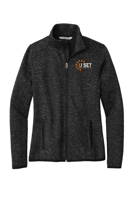 UJ Set L232 Port Authority Ladies Sweater Fleece Jacket (Black Heather) UJ Set L232 Port Authority Ladies Sweater Fleece Jacket (Black Heather)