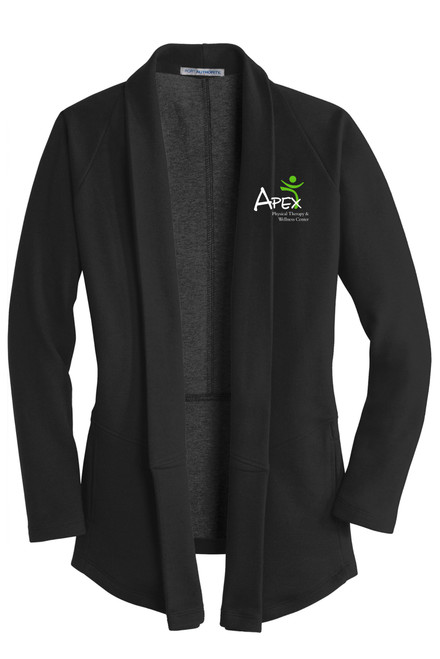 DRMC L807 Port Authority Ladies Interlock Cardigan (Black-Charcoal