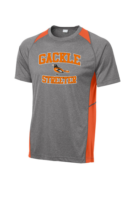 Gackle Streeter ST361 Sport-Tek® Heather Colorblock Contender™ Tee (Vintage Heather-Deep Orange)