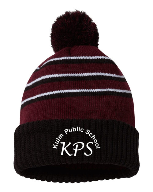 KPS 134 Richardson - Pom Cuffed Beanie (Maroon-Black-White)