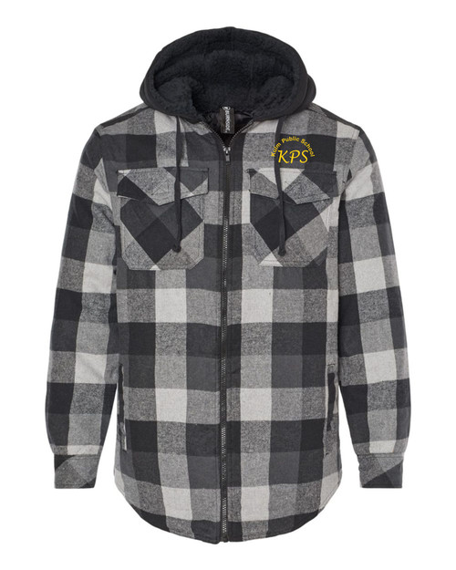 KPS 8620 Burnside - Quilted Flannel Hooded Jacket (Grey-Black)