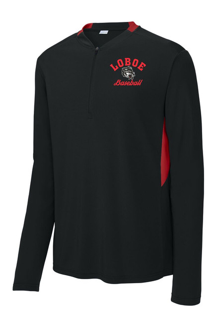 Loboe Baseball ST443 Sport-Tek® Club Quarter-Zip Pullover (Black-Deep Red)