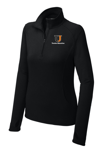 UJ Teacher Education LST850 Sport-Tek® Women's Sport-Wick® Stretch Quarter-Zip Pullover (Black)