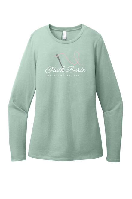 Faith Baste DT110 District® Women’s Perfect Blend® CVC Long Sleeve Tee (Heathered Dusty Sage)