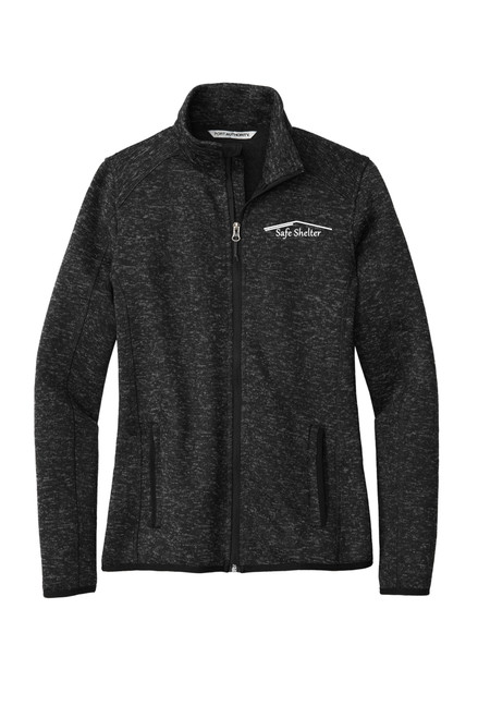 Safe Shelter L232 Port Authority® Women's Sweater Fleece Jacket (Black Heather)