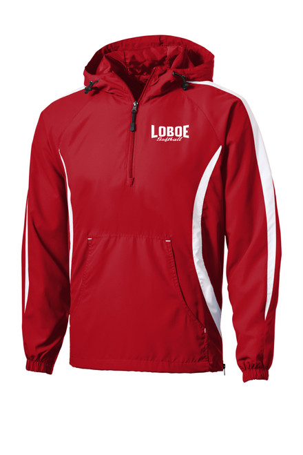 Loboe Softball JST63 Sport-Tek® Colorblock Raglan Anorak (Red-White)