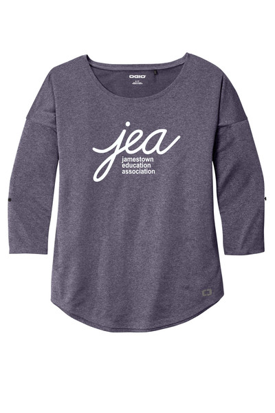 JEA LOG141 Ladies Gravitate Scoop Three Quarter Sleeve (Navy Heather)