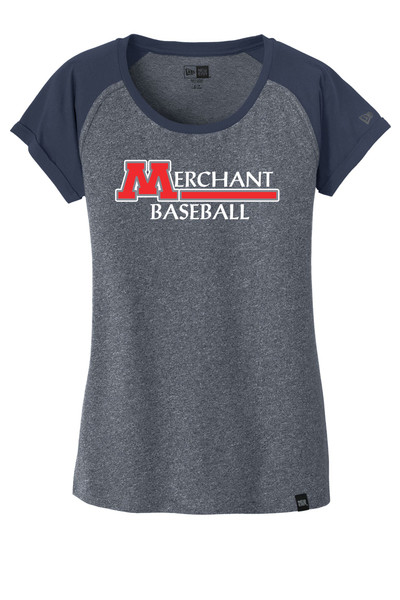 Merchant Baseball LNEA107 Ladies Heritage Blend Varsity Tee (Navy)