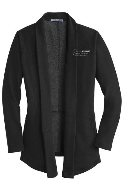 DRMC L807 Port Authority Ladies Interlock Cardigan (Black-Charcoal Heather)