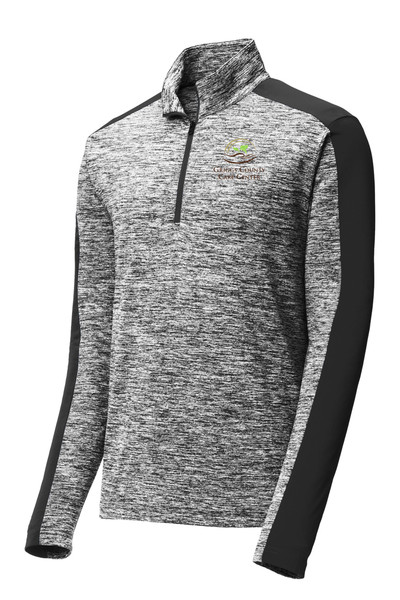 GCCC ST397 Sport-Tek Unisex PosiCharge Electric Heather Colorblock Quarter Zip Pullover (Black Electric) GCCC ST397 Sport-Tek Unisex PosiCharge Electric Heather Colorblock Quarter Zip Pullover (Black Electric)