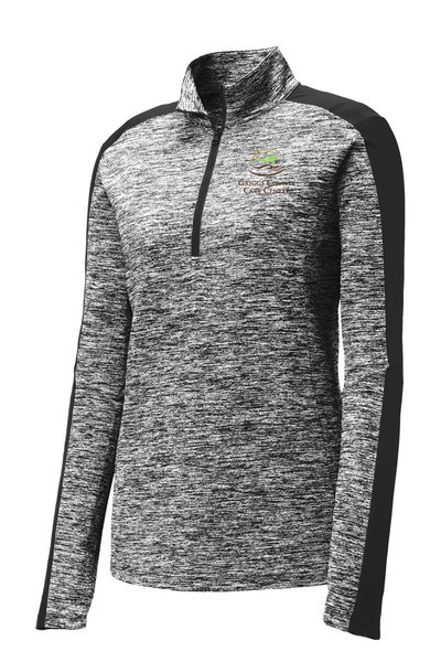 GCCC LST397 Sport-Tek Ladies PosiCharge Electric Heather Colorblock Quarter Zip Pullover (Black Electric) GCCC LST397 Sport-Tek Ladies PosiCharge Electric Heather Colorblock Quarter Zip Pullover (Black Electric)