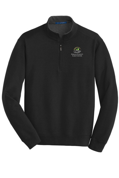 GCCC K807 Port Authority Unisex Interlock Quarter Zip (Black-Charcoal Heather)