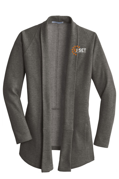 UJ Set L807 Port Authority Ladies Interlock Cardigan (Charcoal Heather-Medium Grey Heather) UJ Set L807 Port Authority Ladies Interlock Cardigan (Charcoal Heather-Medium Grey Heather)