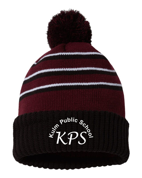KPS 134 Richardson - Pom Cuffed Beanie (Maroon-Black-White)