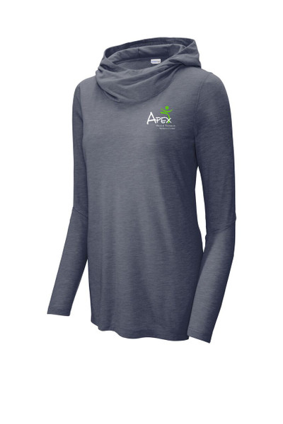 Apex Apparel LST406 Sport-Tek® Women's PosiCharge ® Tri-Blend Wicking Long Sleeve Hoodie (True Navy Heather)