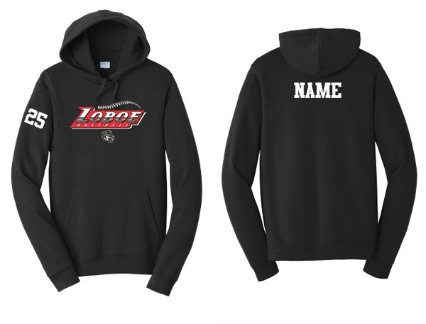 Loboe Baseball PC850H Port & Company® Fan Favorite™ Fleece Pullover Hooded Sweatshirt (Black)
