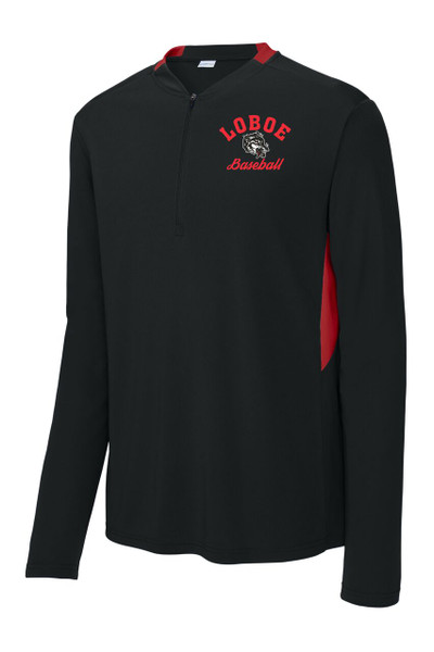 Loboe Baseball ST443 Sport-Tek® Club Quarter-Zip Pullover (Black-Deep Red)