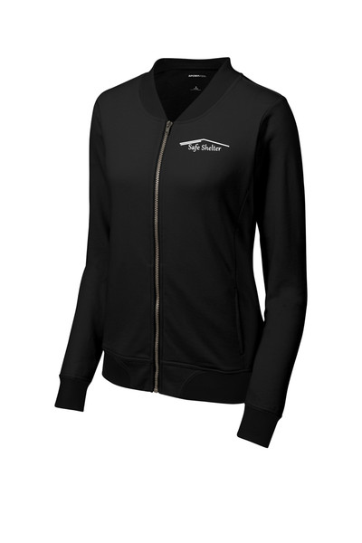 Safe Shelter LST274 Sport-Tek® Women's Lightweight French Terry Bomber (Black)