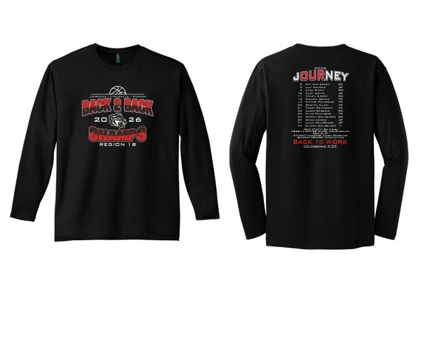 Loboe State Girls Basketball DT105 District ® Perfect Weight ® Long Sleeve Tee (Black)