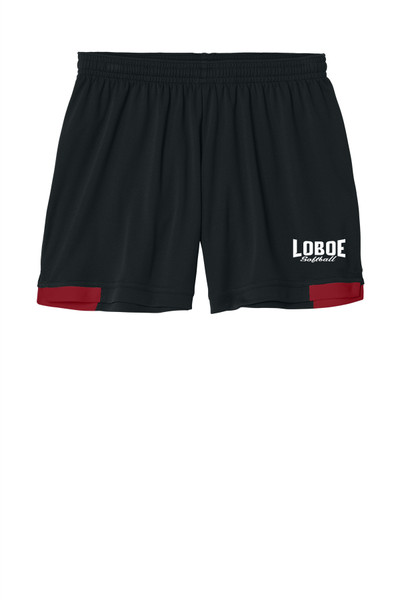 Loboe Softball LST442 Sport-Tek® Women’s Club 5” Short (Black-Deep Red)