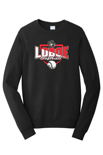 Loboe Softball PC850 Port & Co™ Fan Favorite™ Fleece Crewneck Sweatshirt