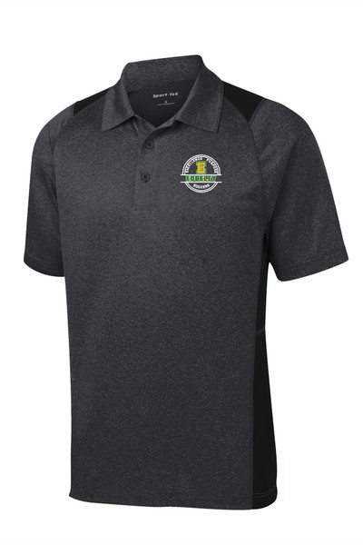 Edgeley School Staff ST665 Sport-Tek® Heather Colorblock Contender™ Polo (Graphite Heather-Black)