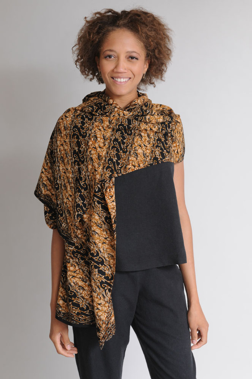 Black/Brown Rayon Batik Scarf/Wrap ~ Jogja Collection
