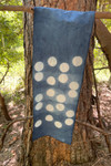 Deep blue cotton scarf with white polka-dot accents