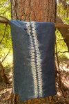 Blue and white cotton scarf dyed using indigo