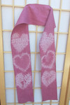 Pink and magenta hemp Tencel scarf with heart accents