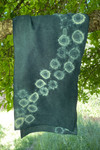 Dark blue indigo scarf with white Shibori tie-dye designs