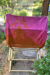Bright pink and gold organic dye infinity scarf made of silk