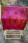 Bright pink and gold naturally dyed infinity scarf