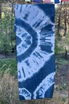 Indigo shibori scarf with dark blue and chunky white circular designs