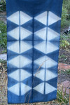 Dark blue cotton scarf with white traingular designs
