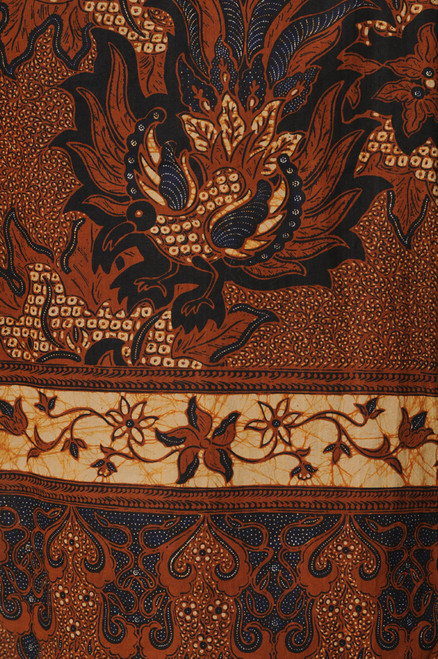 Sympatico Clothing Brown/Gold/Beige Hand-Painted Silk Kalamkari Scarf