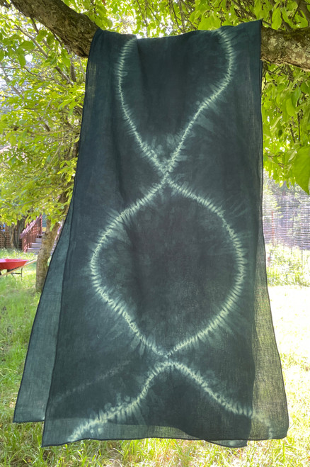 Hand-dyed indigo blue cotton scarf 