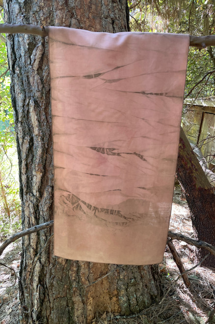 Naturally dyed rose and brown wool cashmere scarf